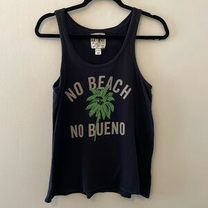 “No Beach No Bueno” Black Fun Tank Top
